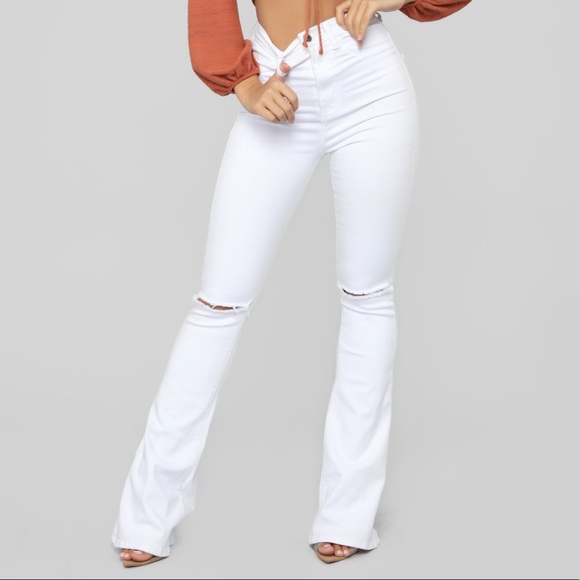 White Flare Jeans - Picture 1 of 8